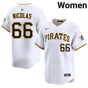 Kyle Nicolas #66 Pittsburgh Pirates Baseball Jersey | Authentic Women White Stitched Edition 75983530