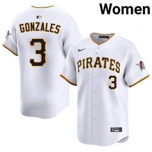 Nick Gonzales #3 Pittsburgh Pirates Baseball Jersey | Classic Women White Embroidery Edition 36618369