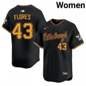 #43 Rafael Flores Official Women Baseball Jersey | Pittsburgh Buccos Black Fan Gear 75943708