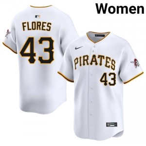 Rafael Flores #43 PIT Pirates Baseball Jersey | Authentic Women White Stitched Edition 57571873