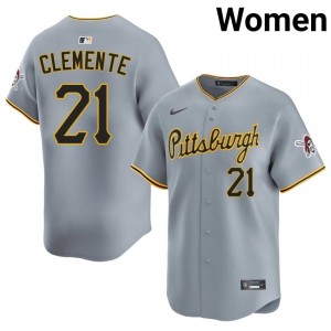 Pittsburgh Pirates Roberto Clemente #21 Gray Women Replica Baseball Stitched Jersey | 2026 Season 10502783