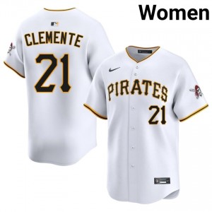 Roberto Clemente #21 Pirates Baseball Jersey | Official Women White Stitch Edition 33289783