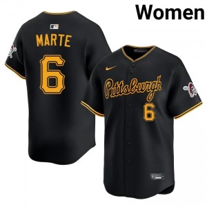#6 Starling Marte Genuine Women Baseball Jersey | Pirates Black Fan Gear 34135999