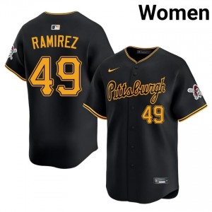 #49 Yohan Ramirez Authentic Women Baseball Jersey | Pittsburgh Buccos Black Fan Gear 77980600
