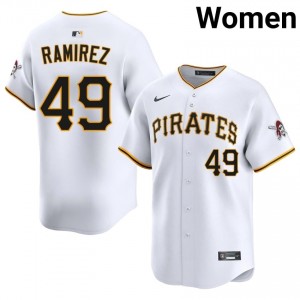 Yohan Ramirez #49 PIT Pirates Baseball Jersey | Officially Licensed Women White Stitch Edition 21754796