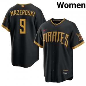 Women Bill Mazeroski #9 Blcak City Connect Embroidery Jersey | Pirates Authentic Baseball Gear 69928676