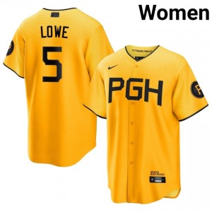 Gold Brandon Lowe #5 Pittsburgh Pirates Baseball City Connect Stitched Jersey | Professional Women Fit 89644190