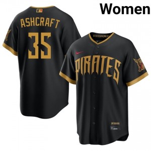 Women Braxton Ashcraft #35 Blcak City Connect Embroidery Jersey | Pittsburgh Buccos Pro-Grade Baseball Gear 71907006