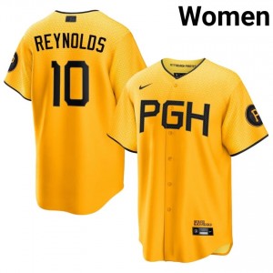 Gold Bryan Reynolds #10 Pirates Baseball City Connect Embroidery Jersey | Iconic Women Fit 61703621