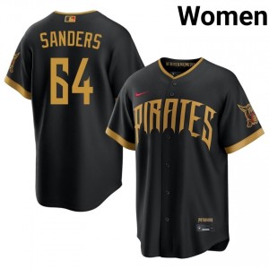 Women Cam Sanders #64 Blcak City Connect Embroidery Jersey | PIT Pirates Elite Baseball Gear 45401892