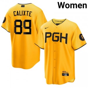 Gold Carl Calixte #89 Pittsburgh Buccos Baseball City Connect Embroidery Jersey | Exclusive Women Fit 66773585