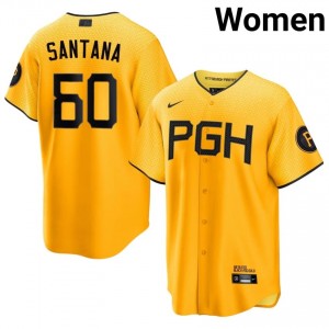 Gold Dennis Santana #60 Pirates Baseball City Connect Sewn Jersey | Licensed Women Fit 85413564