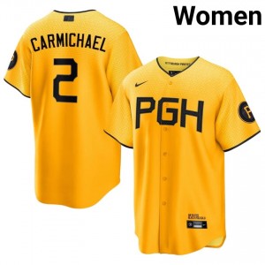 Gold Easton Carmichael #2 Pirates Baseball City Connect Embroidery Jersey | Iconic Women Fit 63442910
