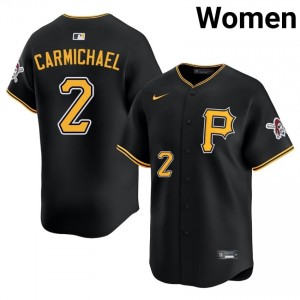 Replica Easton Carmichael #2 Black Limited Baseball Stitch Jersey | Pittsburgh Pirates Women Collection Edition 63900305