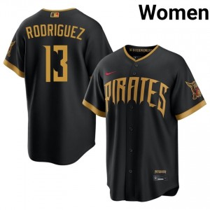 Women Endy Rodriguez #13 Blcak City Connect Sewn Jersey | Pirates Elite Baseball Gear 46043526