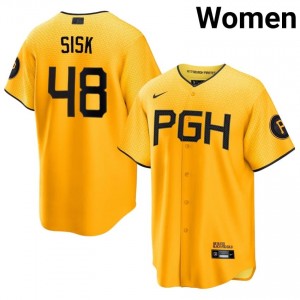 Gold Evan Sisk #48 Pittsburgh Pirates Baseball City Connect Stitched Jersey | Premium Women Fit 61621688