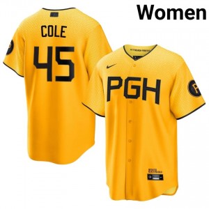 Gold Gerrit Cole #45 PIT Pirates Baseball City Connect Sewn Jersey | Durable Women Fit 62376828