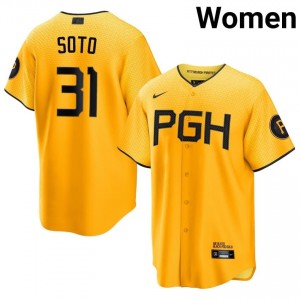 Gold Gregory Soto #31 Pirates Baseball City Connect Embroidery Jersey | Professional Women Fit 44043103