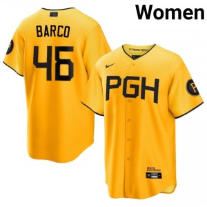 Gold Hunter Barco #46 Pittsburgh Pirates Baseball City Connect Stitch Jersey | Iconic Women Fit 26983422