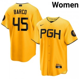 Women Hunter Barco #45 Gold City Connect Embroidery Jersey | PIT Officially Licensed Baseball Gear 89158672