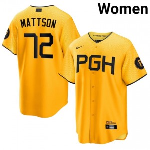 Gold Isaac Mattson #72 PIT Baseball City Connect Stitched Jersey | MLB Women Fit 81968583