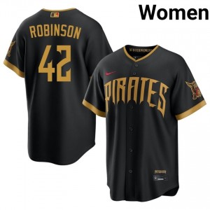 Women Jackie Robinson #42 Blcak City Connect Embroidery Jersey | Pittsburgh Pirates Officially Licensed Baseball Gear 99693053