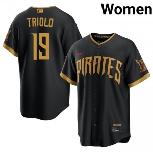 Women Jared Triolo #19 Blcak City Connect Embroidery Jersey | Pittsburgh Buccos Genuine Baseball Gear 65861402