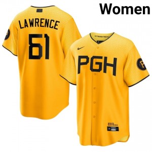 Gold Justin Lawrence #61 Pittsburgh Pirates Baseball City Connect Embroidery Jersey | Licensed Women Fit 94382272