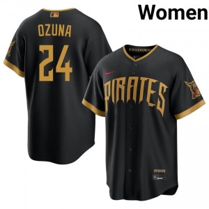 Women Marcell Ozuna #24 Blcak City Connect Stitched Jersey | Pittsburgh Pirates Elite Baseball Gear 17487983