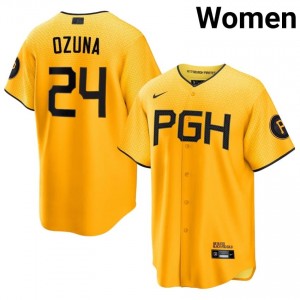 Gold Marcell Ozuna #24 Pirates Baseball City Connect Embroidery Jersey | MLB Women Fit 52399588