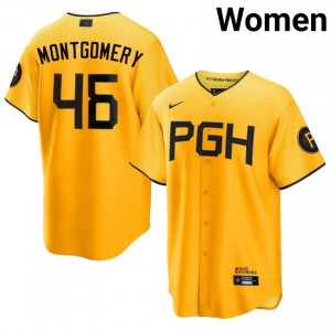 Gold Mason Montgomery #46 Pittsburgh Pirates Baseball City Connect Stitched Jersey | Exclusive Women Fit 75595629