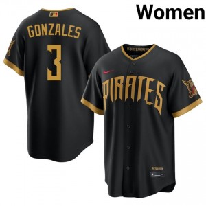 Women Nick Gonzales #3 Blcak City Connect Stitched Jersey | Pirates Official Baseball Gear 32801099