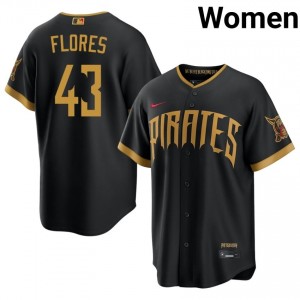 Women Rafael Flores #43 Blcak City Connect Sewn Jersey | Pittsburgh Pirates Genuine Baseball Gear 36766578