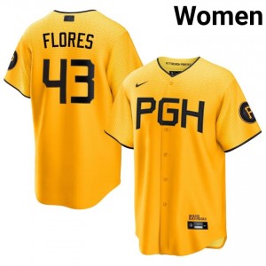 Gold Rafael Flores #43 Pirates Baseball City Connect Stitch Jersey | Replica Women Fit 85598020