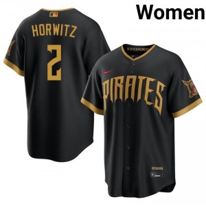 Women Spencer Horwitz #2 Blcak City Connect Embroidery Jersey | Pirates Authentic Baseball Gear 86329556
