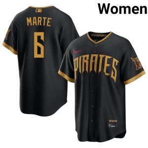 Women Starling Marte #6 Blcak City Connect Stitched Jersey | Pittsburgh Pirates Official Baseball Gear 44046676