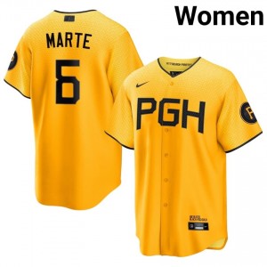 Gold Starling Marte #6 Pittsburgh Pirates Baseball City Connect Embroidery Jersey | Durable Women Fit 87158827