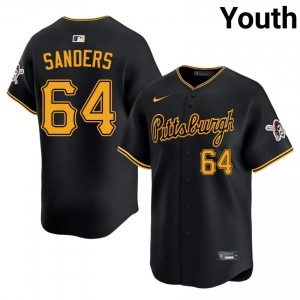 Black Cam Sanders #64 Pirates Baseball Embroidery Jersey | Durable Youth Fit 91920965