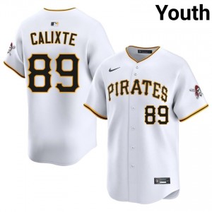 PIT Carl Calixte #89 White Youth Durable Baseball Sewn Jersey | 2026 Season 80870754