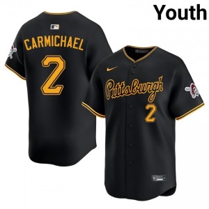 Black Easton Carmichael #2 PIT Pirates Baseball Embroidery Jersey | Exclusive Youth Fit 86025513