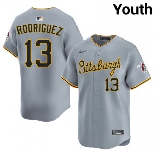 Youth Endy Rodriguez #13 Gray Sewn Jersey | Pittsburgh Pirates Pro-Grade Baseball Gear 21490031