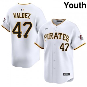 Pittsburgh Pirates Enmanuel Valdez #47 White Youth Durable Baseball Stitched Jersey | 2026 Season 22164128
