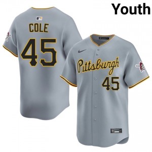 Youth Gerrit Cole #45 Gray Stitch Jersey | Pittsburgh Pirates Elite Baseball Gear 46544710