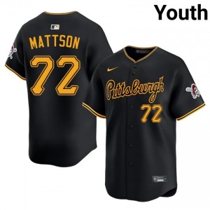 Black Isaac Mattson #72 Pittsburgh Pirates Baseball Sewn Jersey | Durable Youth Fit 20444295