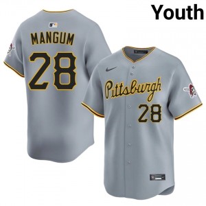Youth Jake Mangum #28 Gray Stitched Jersey | Pittsburgh Buccos Authentic Baseball Gear 51007684