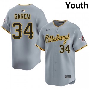 Youth Jhostynxon Garcia #34 Gray Stitched Jersey | PIT Pirates Pro-Grade Baseball Gear 58175300