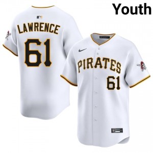 PIT Pirates Justin Lawrence #61 White Youth Replica Baseball Stitched Jersey | 2026 Season 49977827