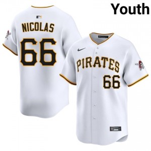 Pirates Kyle Nicolas #66 White Youth Exclusive Baseball Stitched Jersey | 2026 Season 46115998