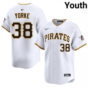 PIT Pirates Nick Yorke #38 White Youth Iconic Baseball Embroidery Jersey | 2026 Season 31905338