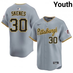 Youth Paul Skenes #30 Gray Stitched Jersey | PIT Pirates Official Baseball Gear 46815051